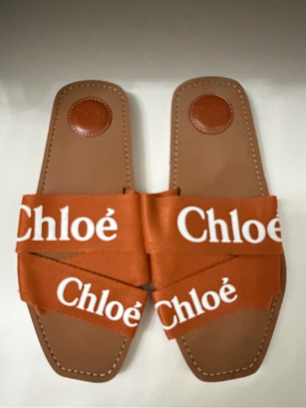 Chloé Orange Logo Strap Slide Sandals